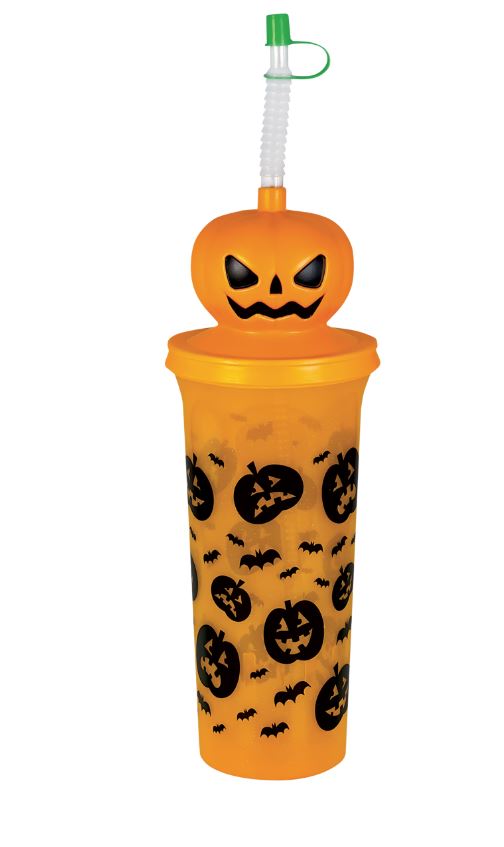 32OZ SOUVENIR CUP WITH PUMPKIN TOPPER LID AND STRAW 70/CS