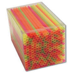 7.75" Neon Unwrapped Straws 40/250 per case