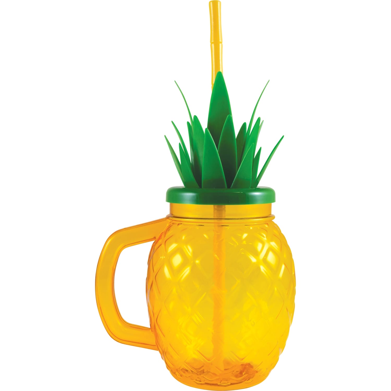 24oz Sparkle Plastic Souvenir Pineapple Cup with Lid and Straw