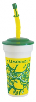 16oz Tall (Curve) Souvenir Cup Lemons Design with Lid and Straw 250/cs
