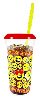 32oz Emoji Clear Cup with Lid and Straw 200 per case