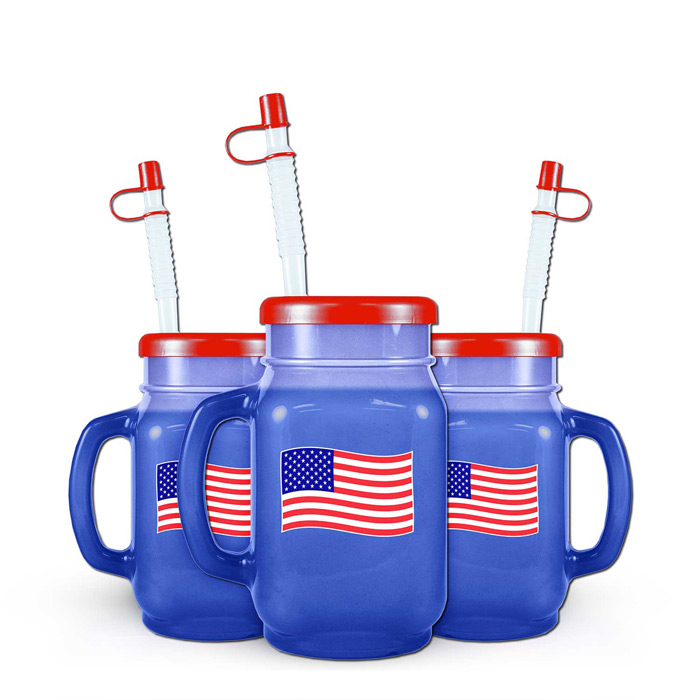 28oz Patriotic Color-Changing Mason Jar with lid & straw